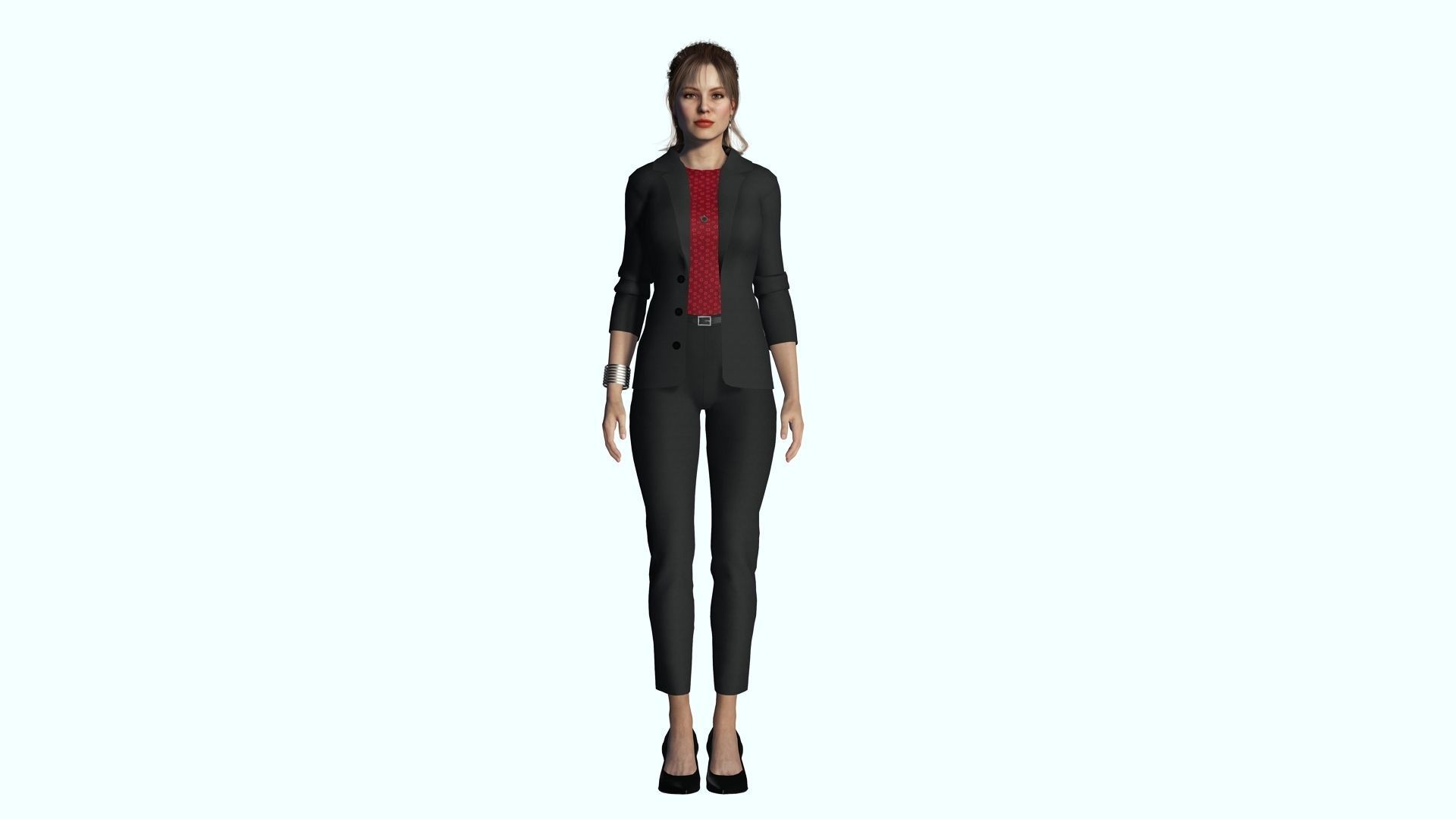 Business Woman in Suit Female 3D Model Low-poly 3D model_6