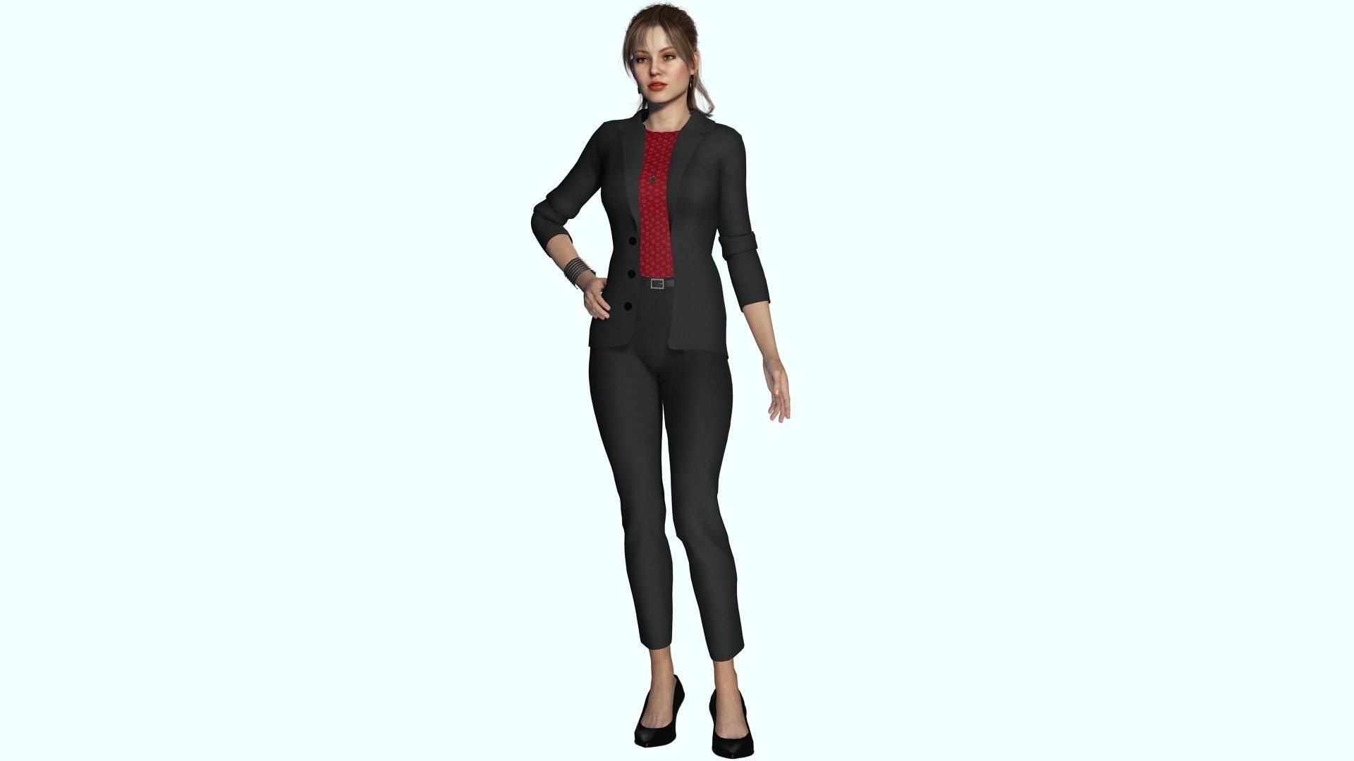 Business Woman in Suit Female 3D Model Low-poly 3D model_7
