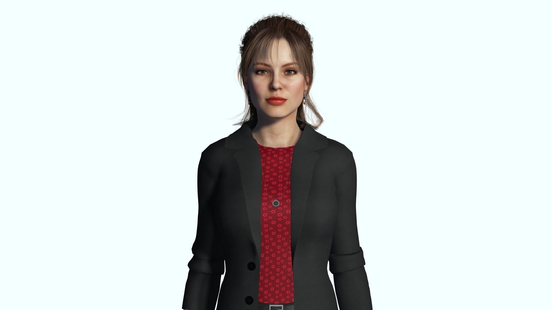 Business Woman in Suit Female 3D Model Low-poly 3D model_5