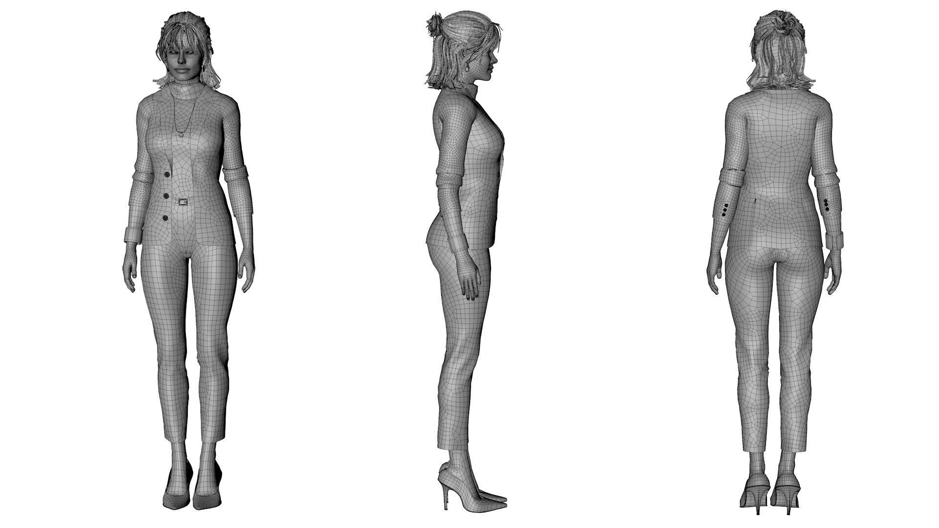 Business Woman in Suit Female 3D Model Low-poly 3D model_17