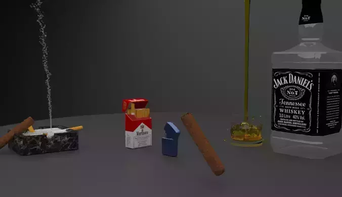 Ashtray Smoke and Jack daniels 