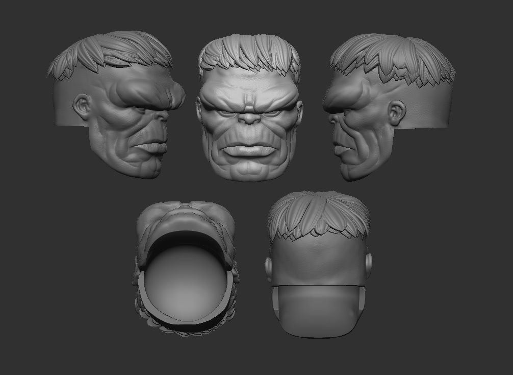 Classic Hulk - Headsculpt for Action Figures 3D print model_1