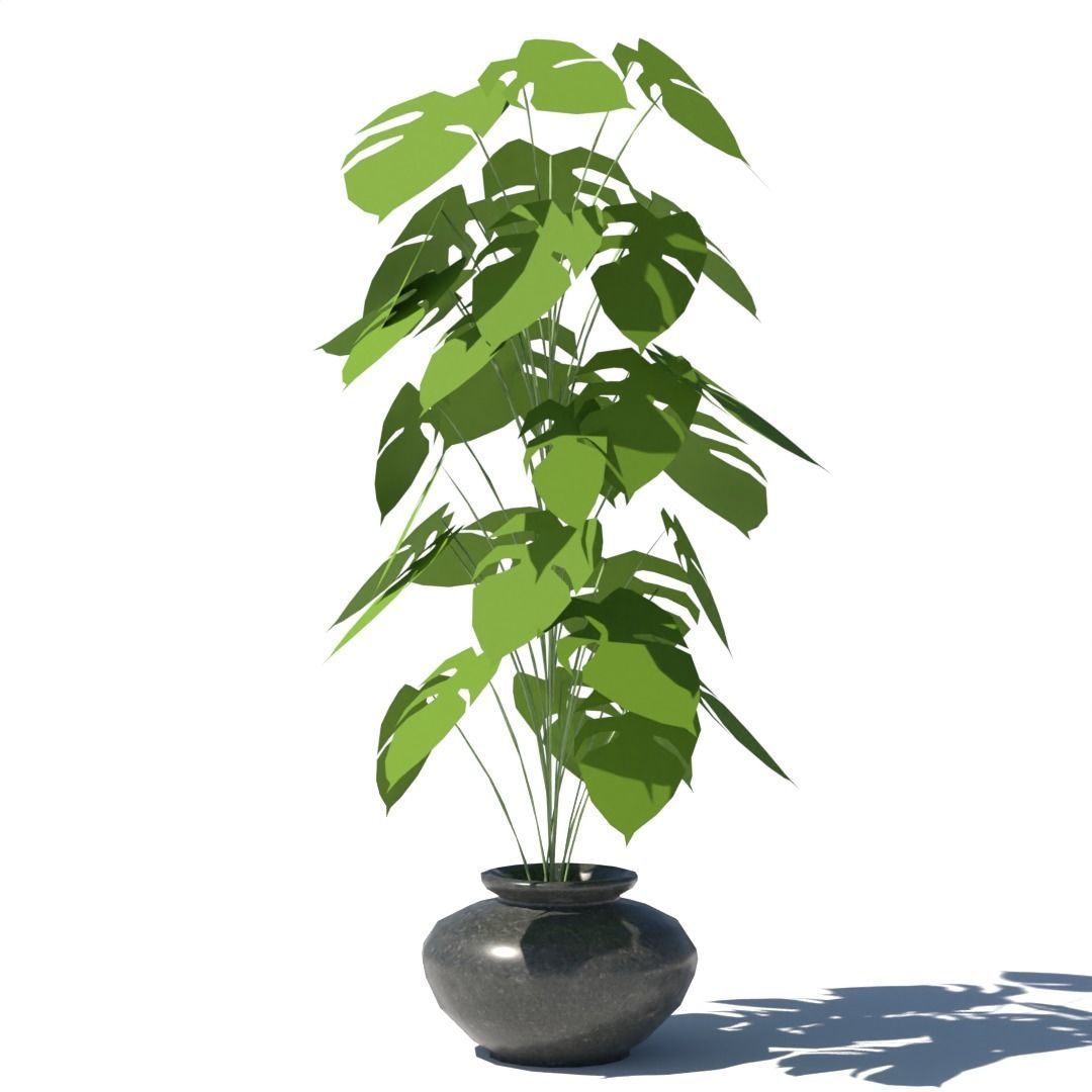 artificial plant and pot Low-poly 3D model_2