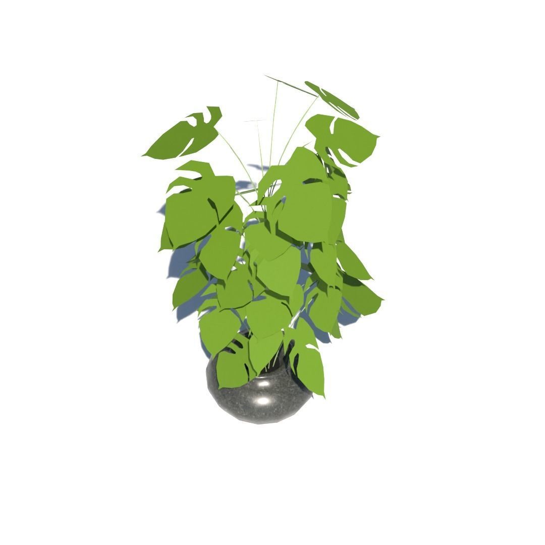 artificial plant and pot Low-poly 3D model_1