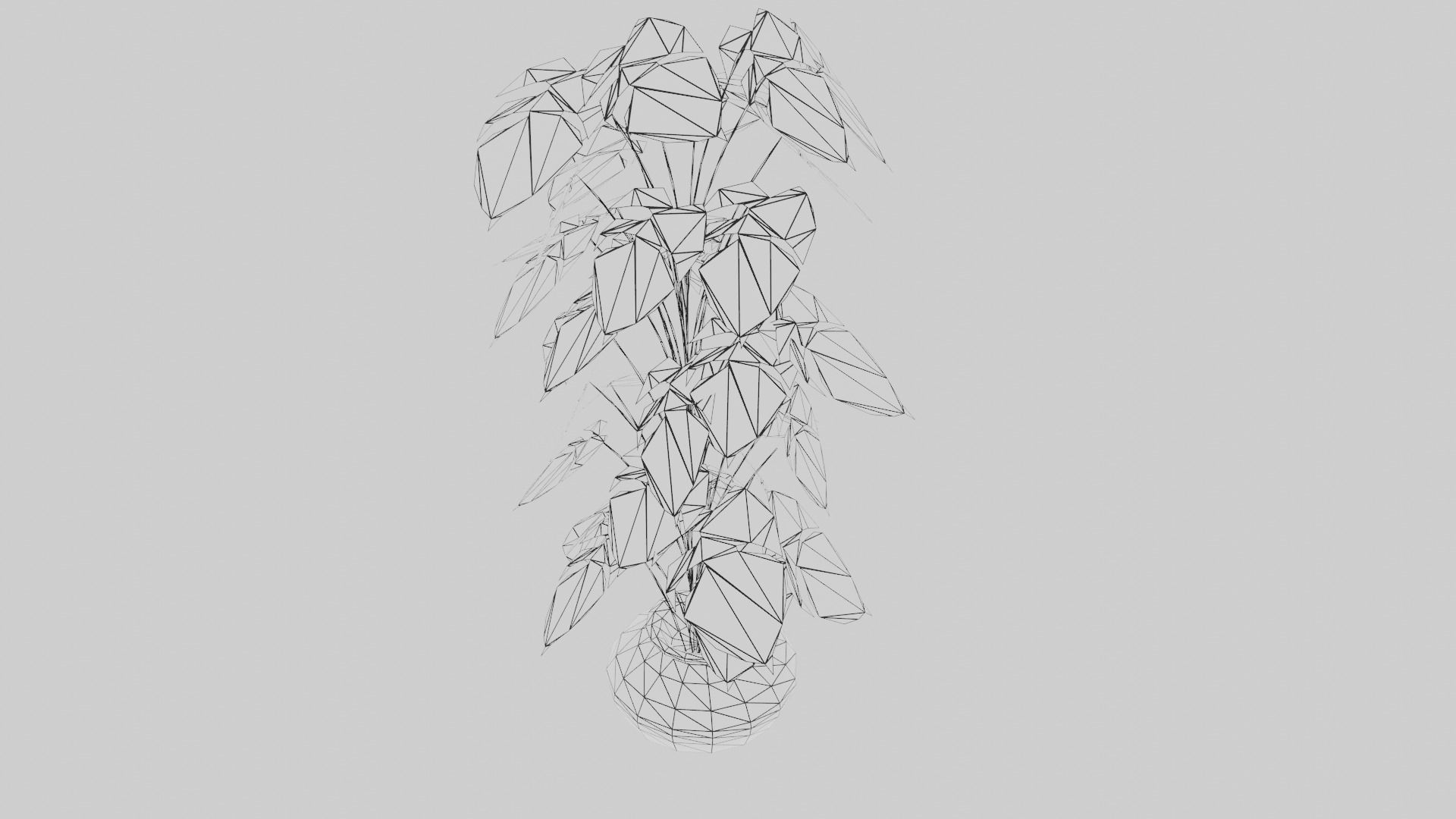 artificial plant and pot Low-poly 3D model_3