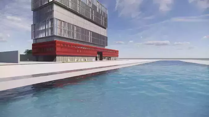 RED BOX-The office building 3D model 3D model