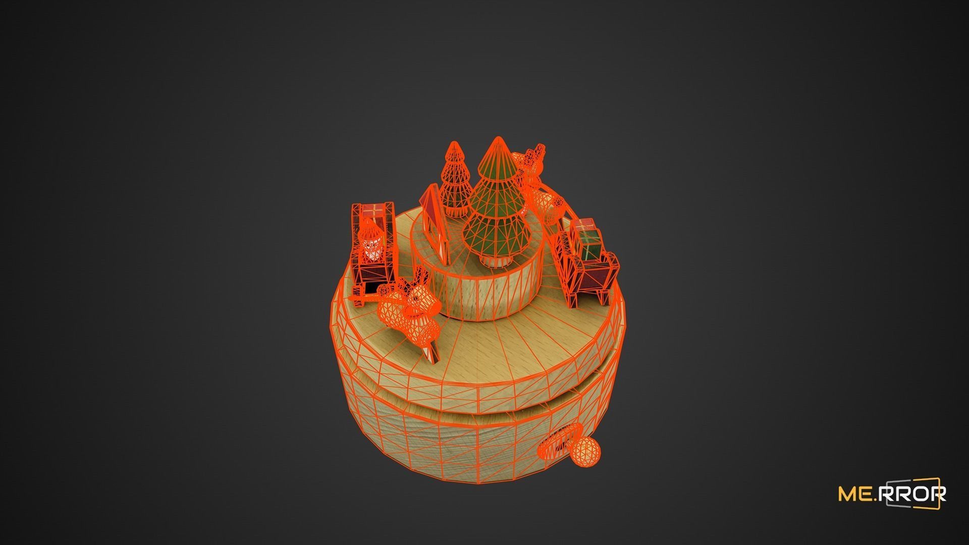 Game Ready Christams Music Box Low-poly 3D model_7