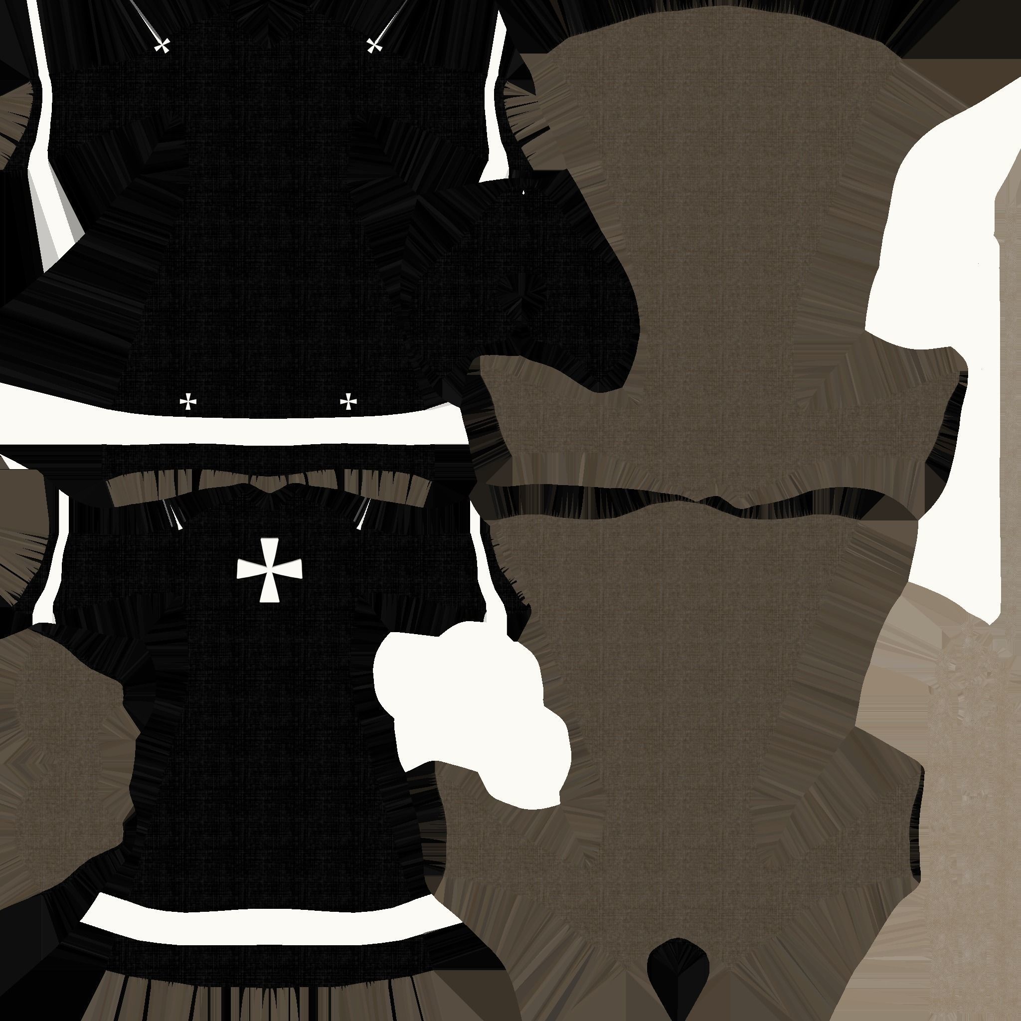 Priest Outfit A05 Black Silver - Character Clothing Design Low-poly 3D model_26