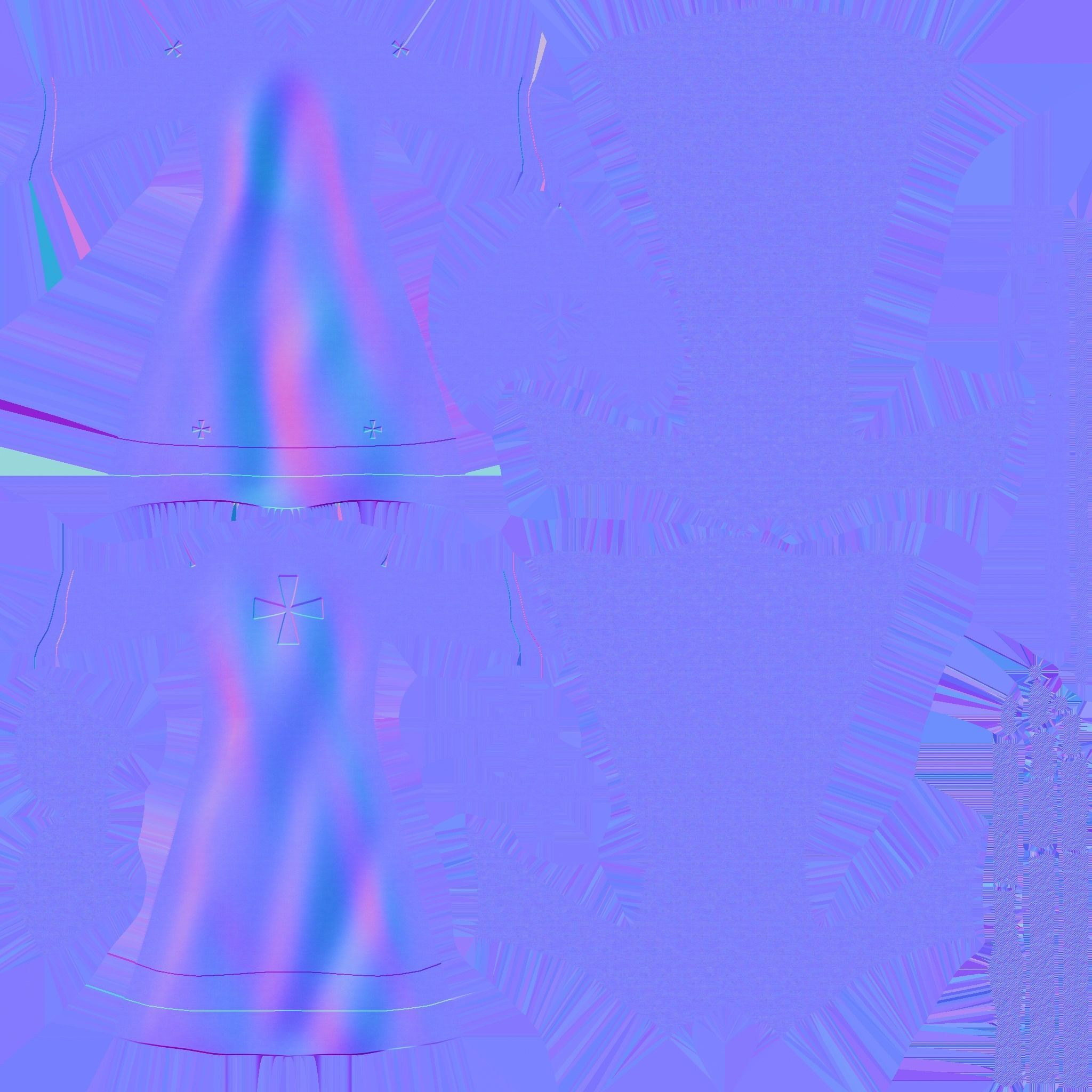 Priest Outfit A05 Black Silver - Character Clothing Design Low-poly 3D model_28