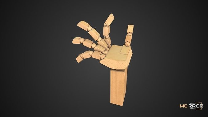 Game Ready Wooden Hand Mannequin Accessory Low-poly 3D model