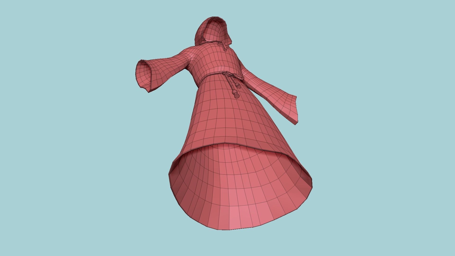 Priest Outfit A06 Black Red - Character Clothing Design Low-poly 3D model_21