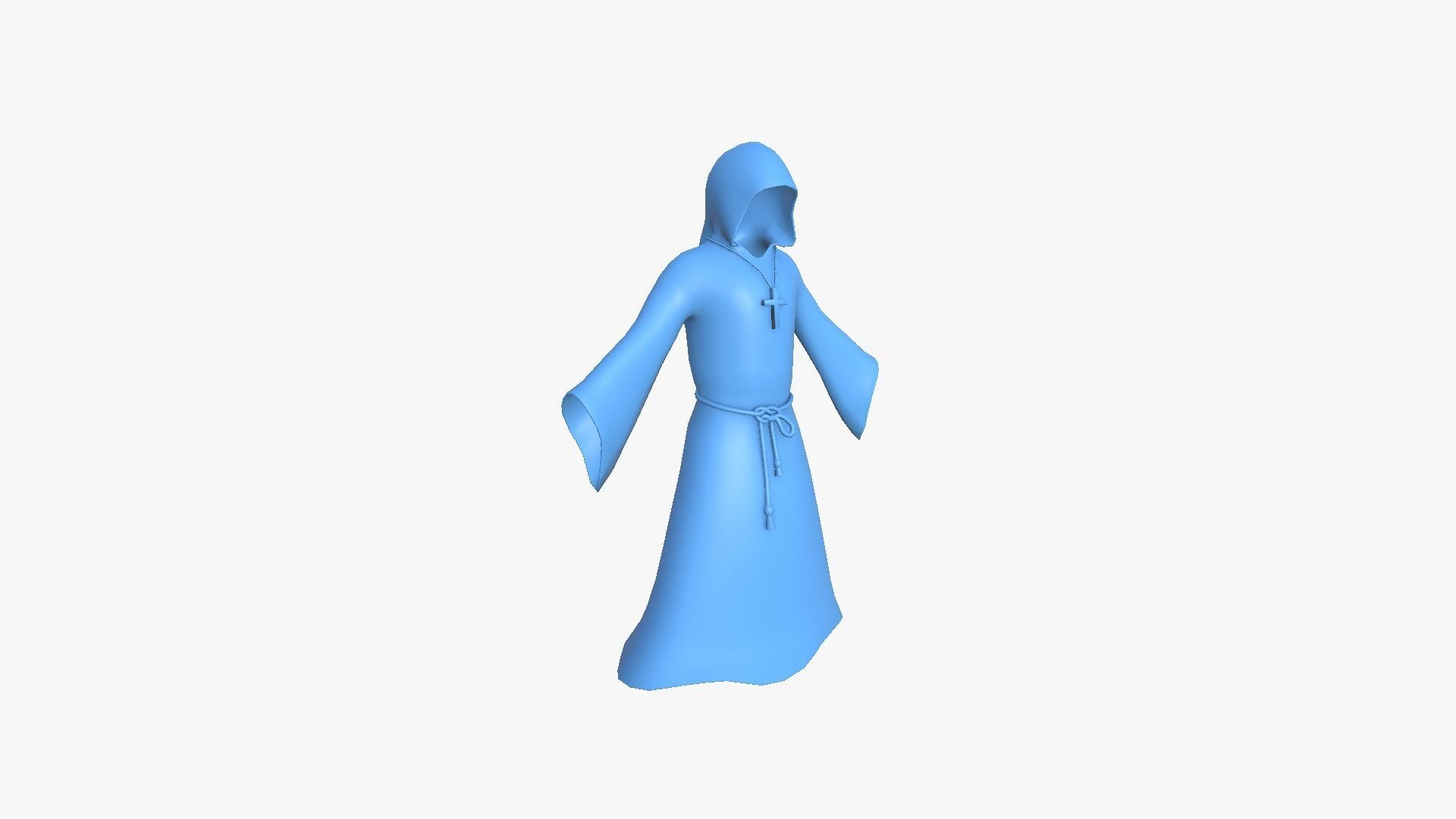 Priest Outfit A06 Black Red - Character Clothing Design Low-poly 3D model_8