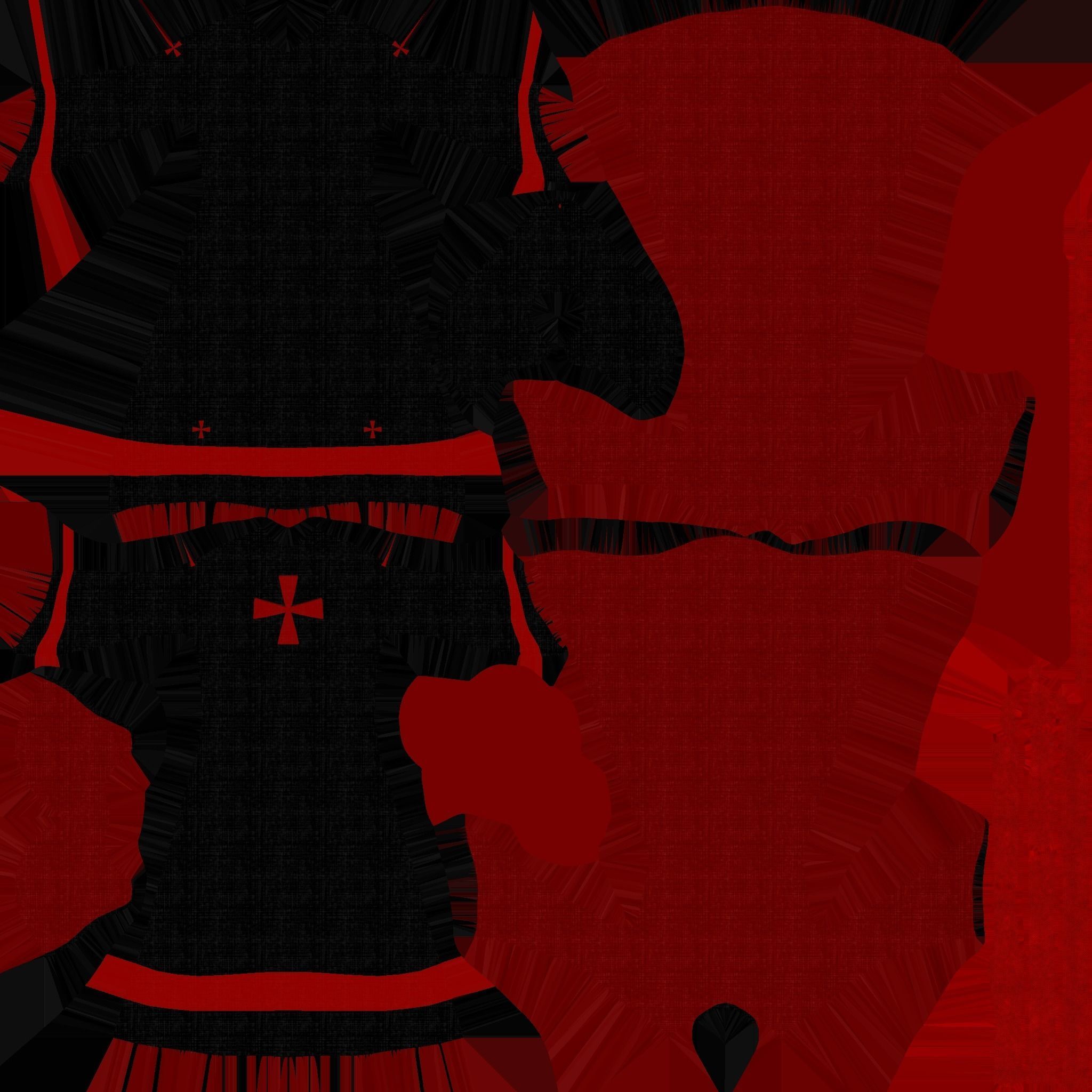Priest Outfit A06 Black Red - Character Clothing Design Low-poly 3D model_24