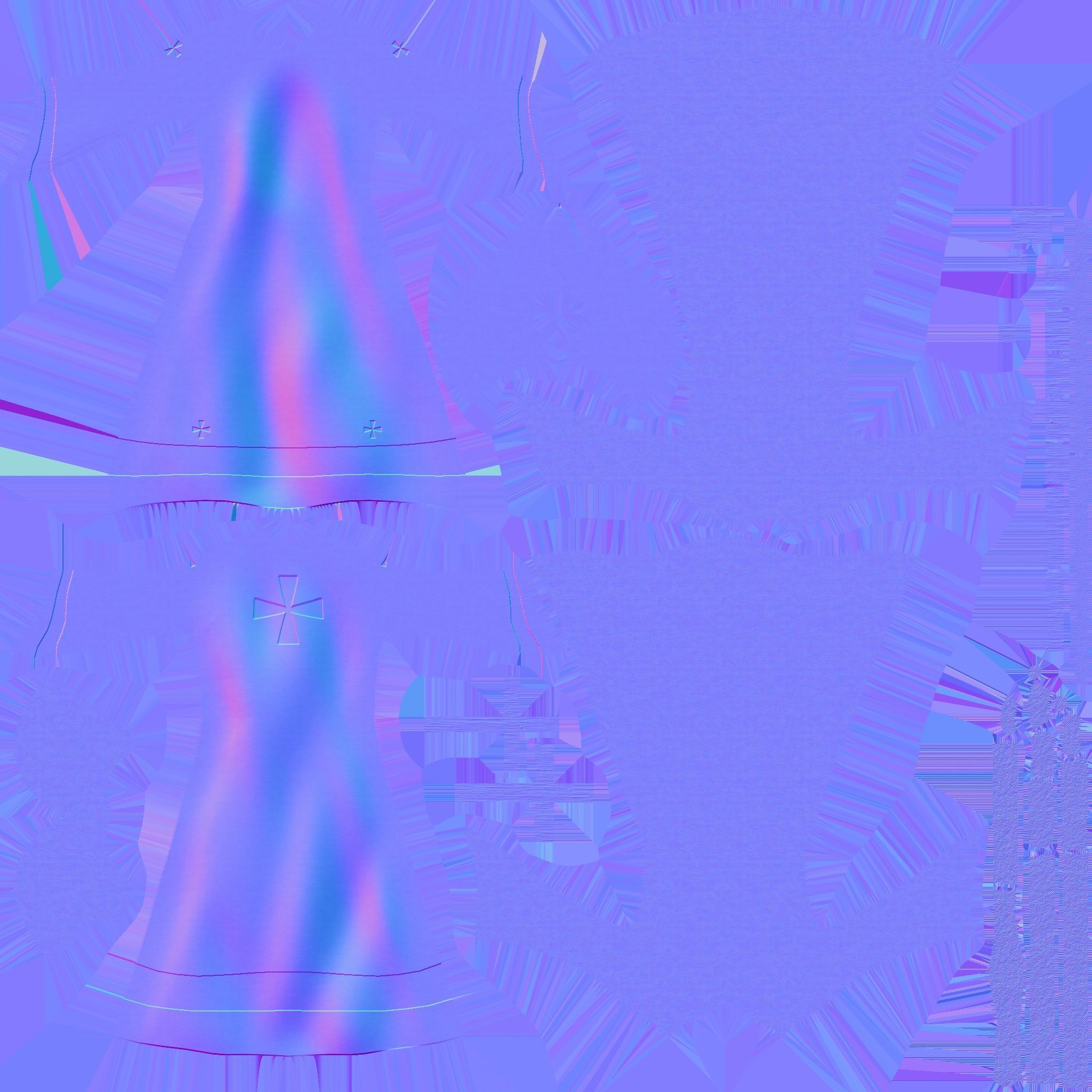 Priest Outfit A06 Black Red - Character Clothing Design Low-poly 3D model_27