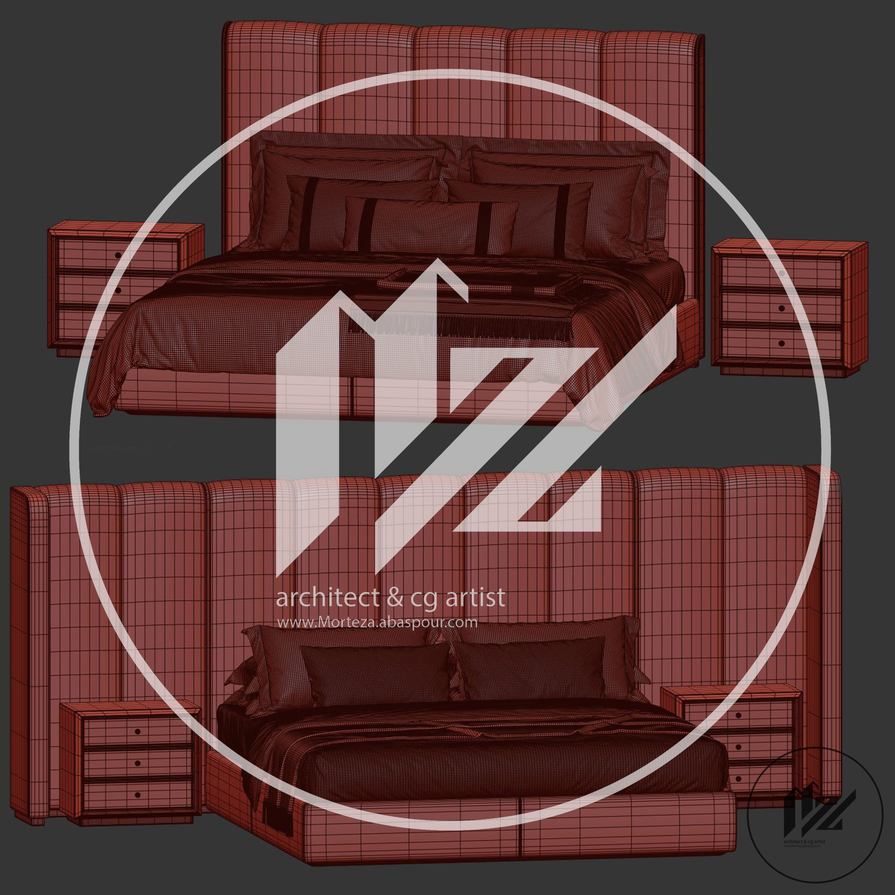 Porada Aida Bed  3D model_4