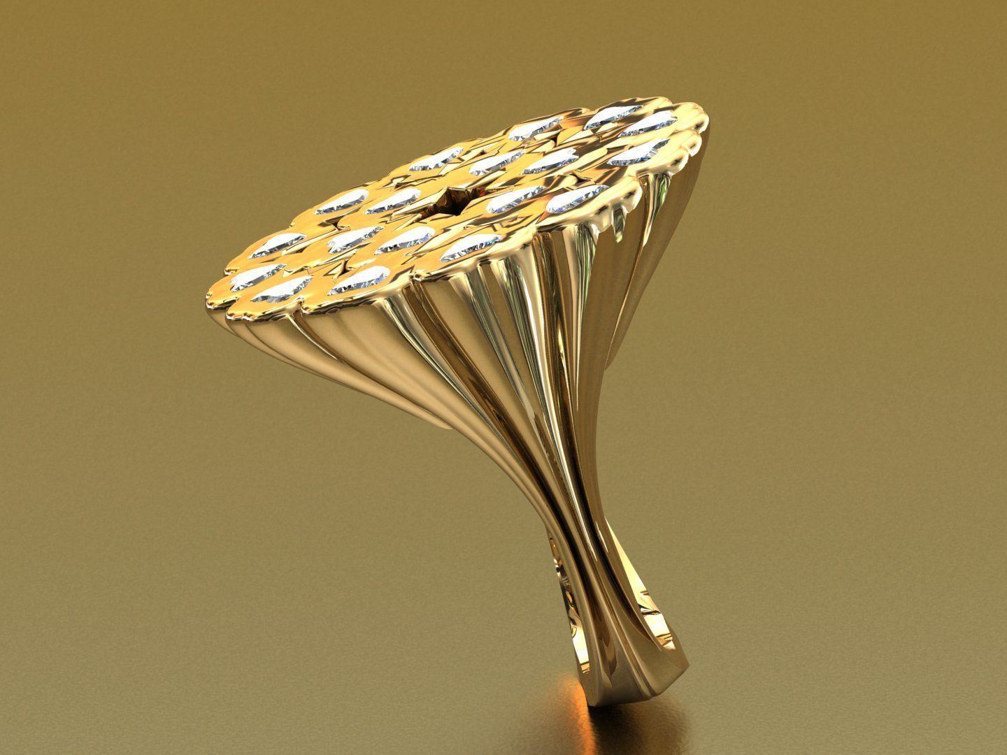 flower-wedding-cluster-ring 3D print model_4