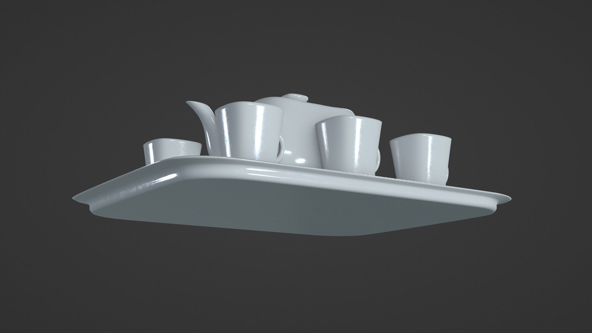 White Porcelain tea set 3D model_13