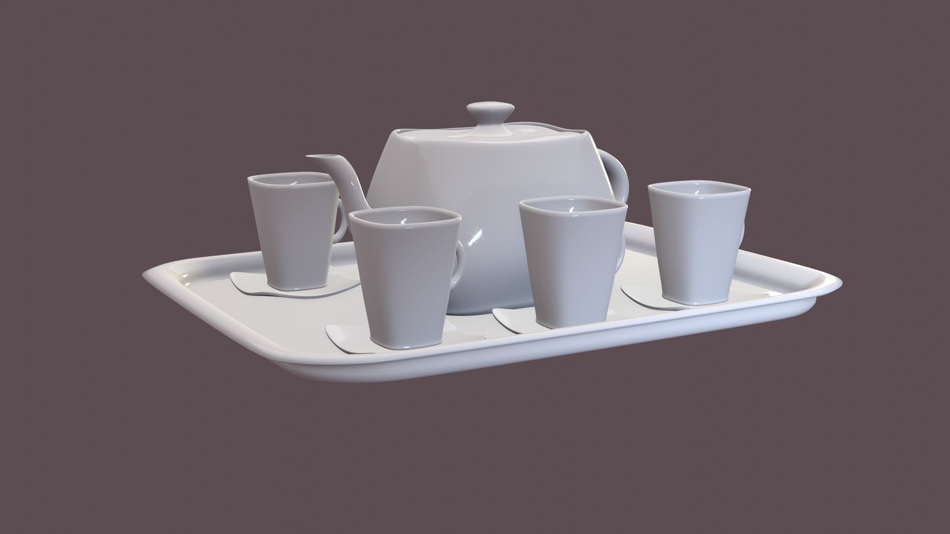 White Porcelain tea set 3D model_31