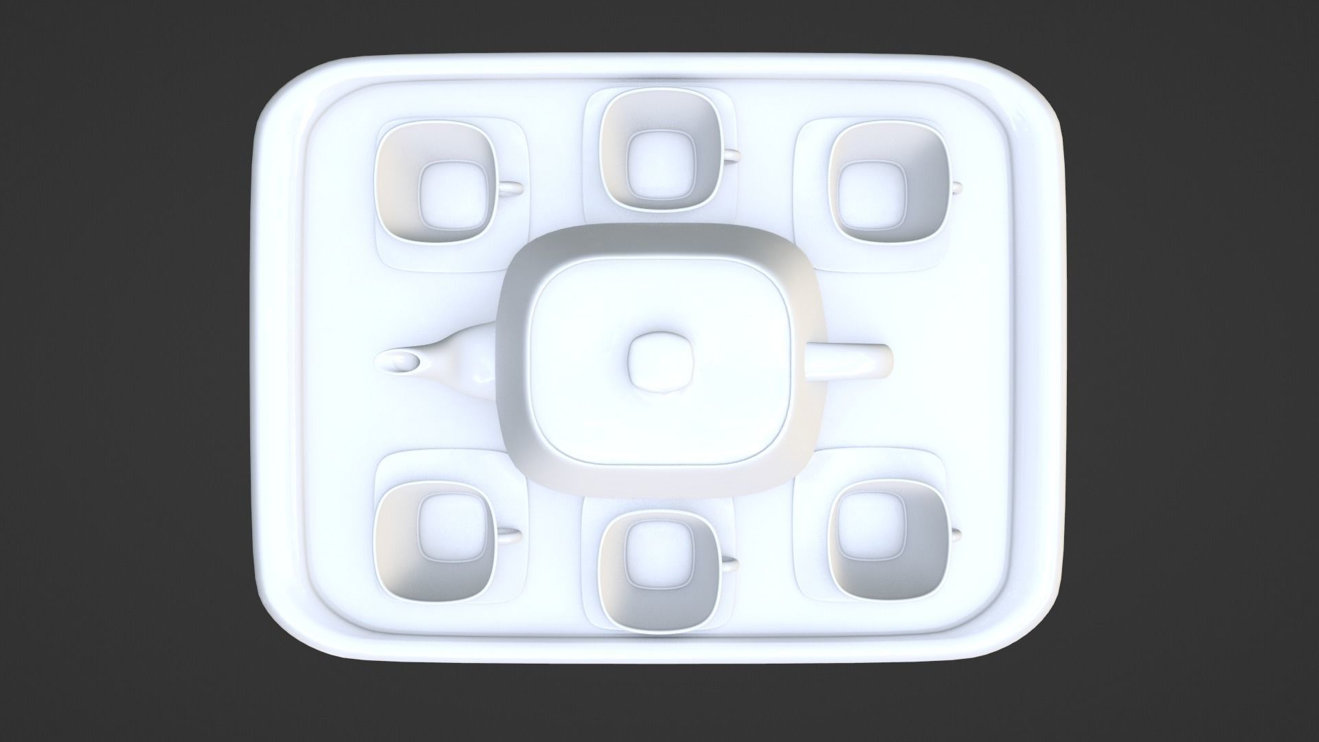 White Porcelain tea set 3D model_10