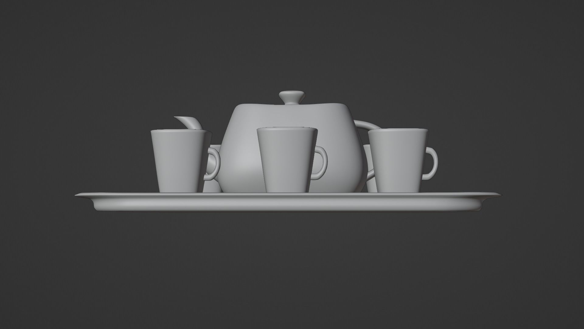White Porcelain tea set 3D model_6