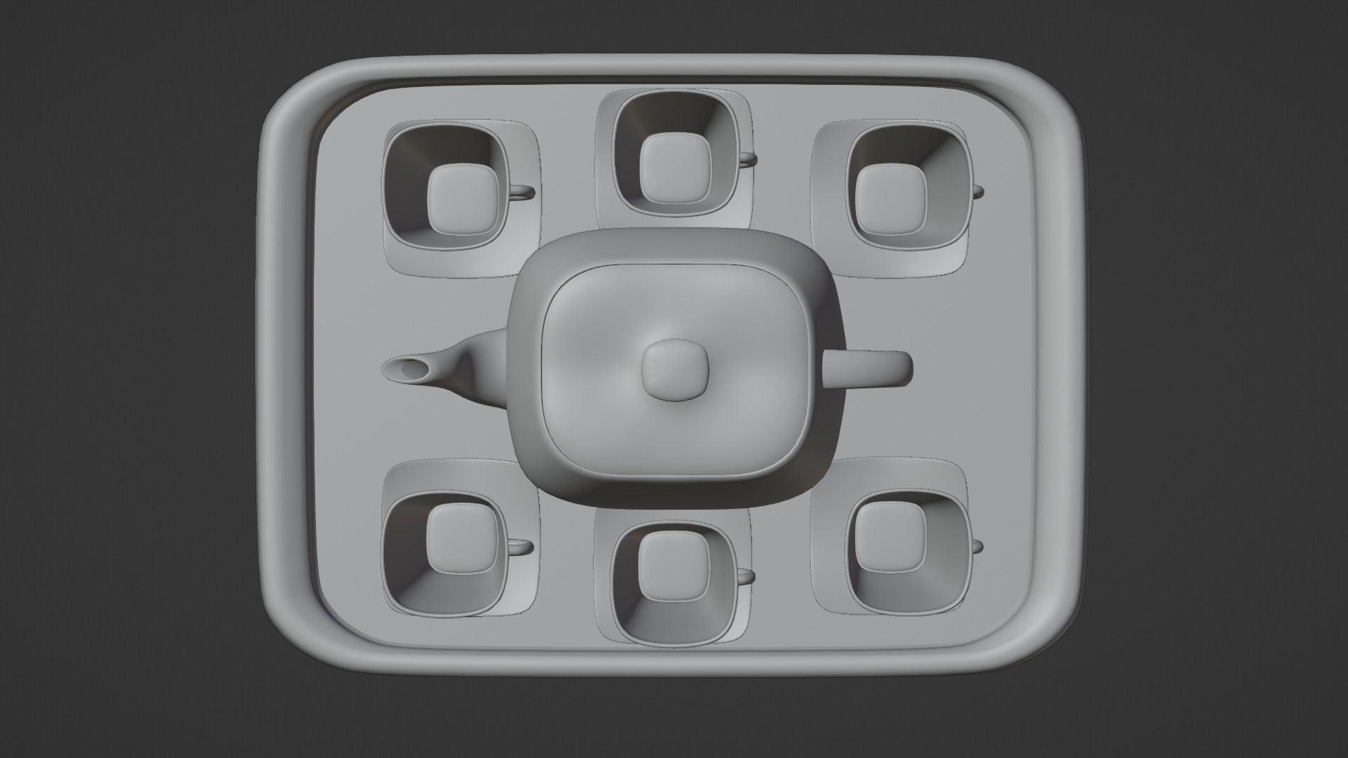 White Porcelain tea set 3D model_9