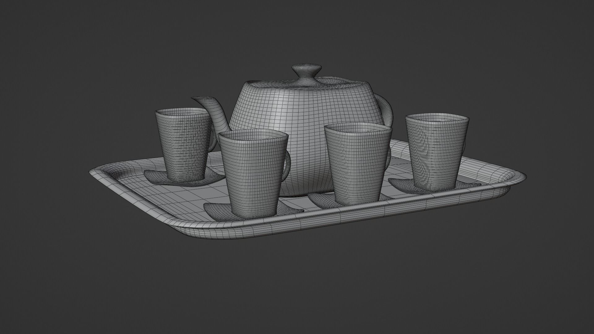 White Porcelain tea set 3D model_3