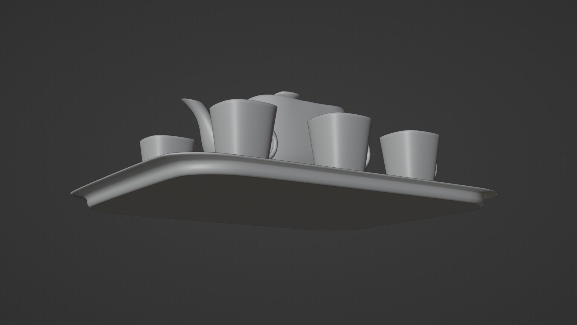 White Porcelain tea set 3D model_12