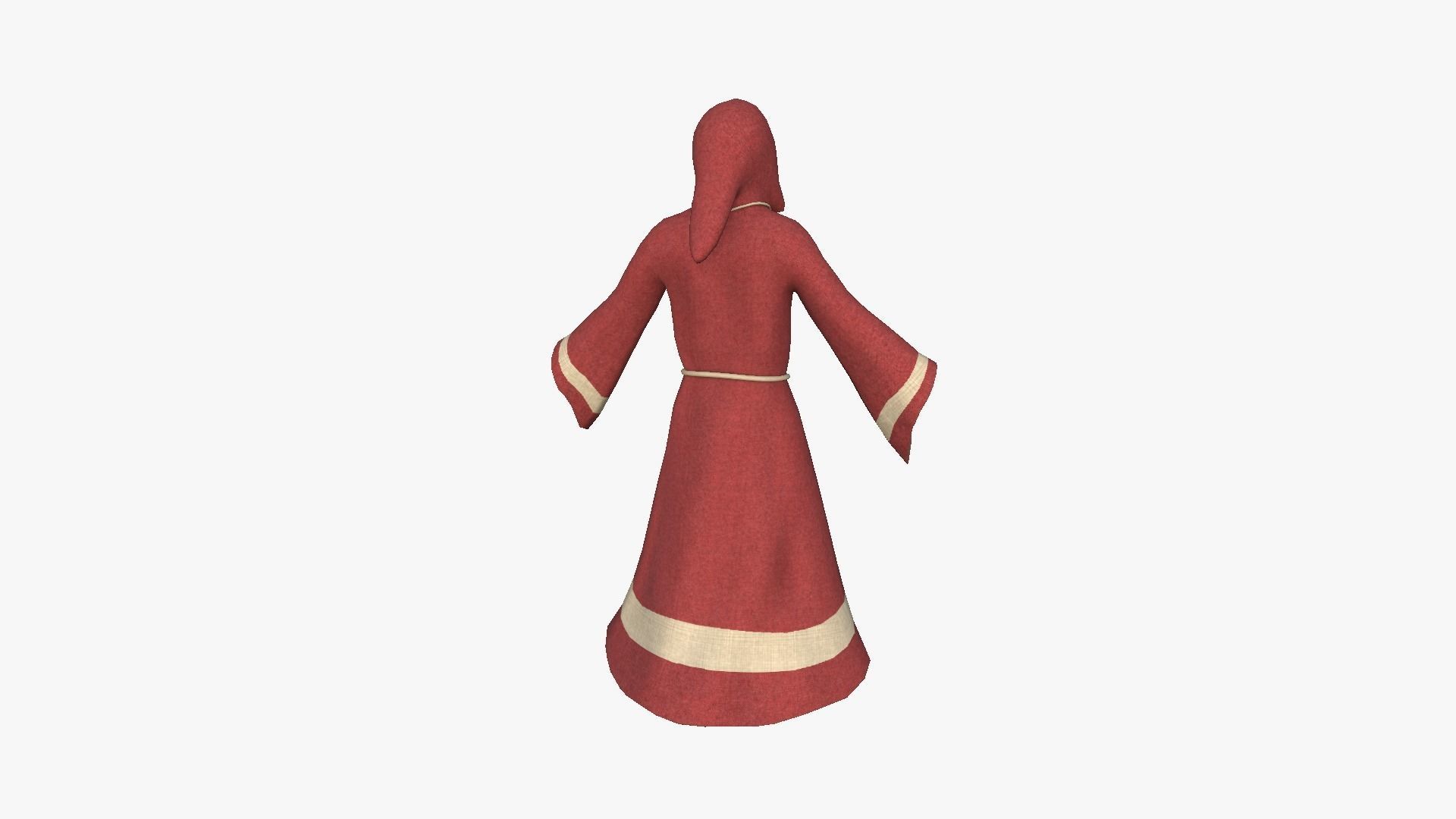 Priest Outfit A07 Red - Character Clothing Design Low-poly 3D model_3