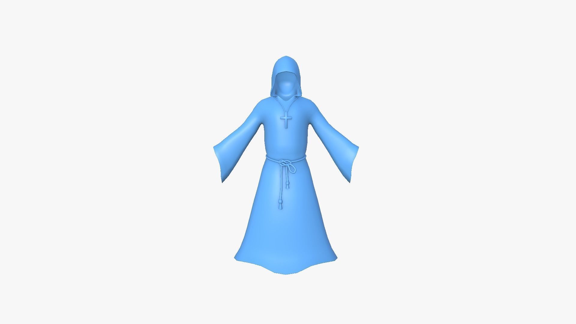 Priest Outfit A07 Red - Character Clothing Design Low-poly 3D model_12