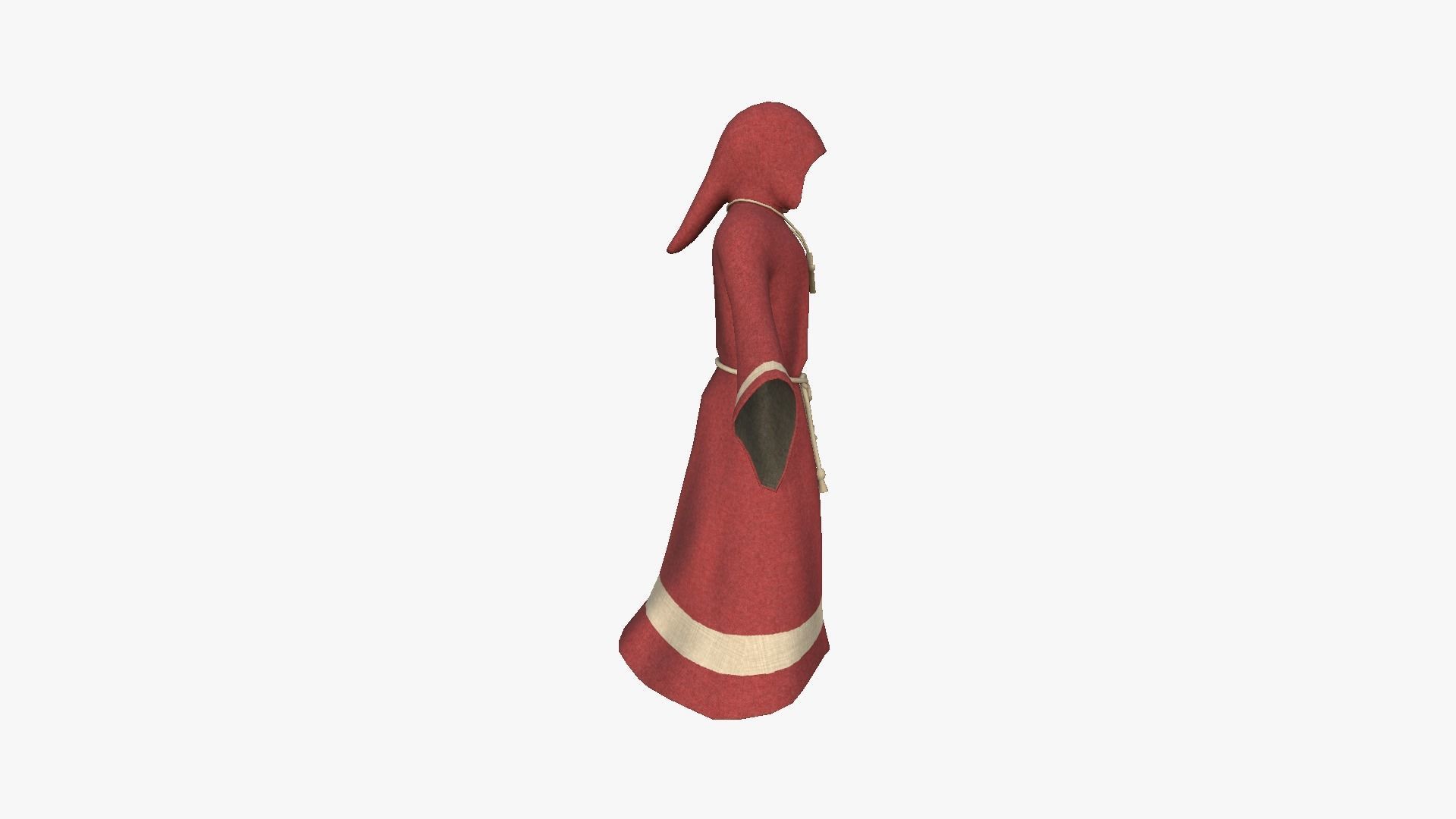 Priest Outfit A07 Red - Character Clothing Design Low-poly 3D model_2
