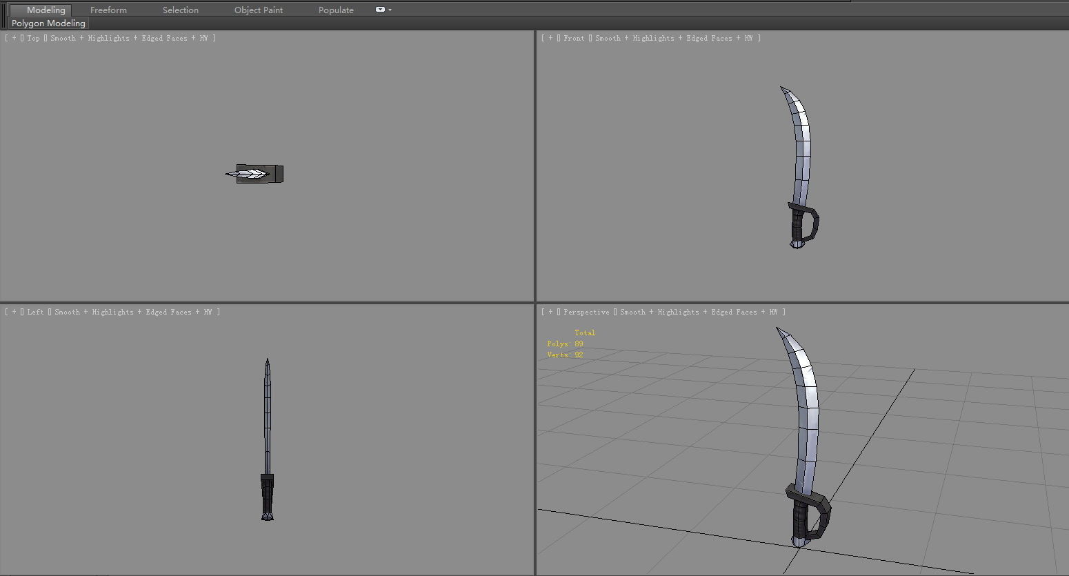 Cartoon Scimitar Low-poly 3D model_4