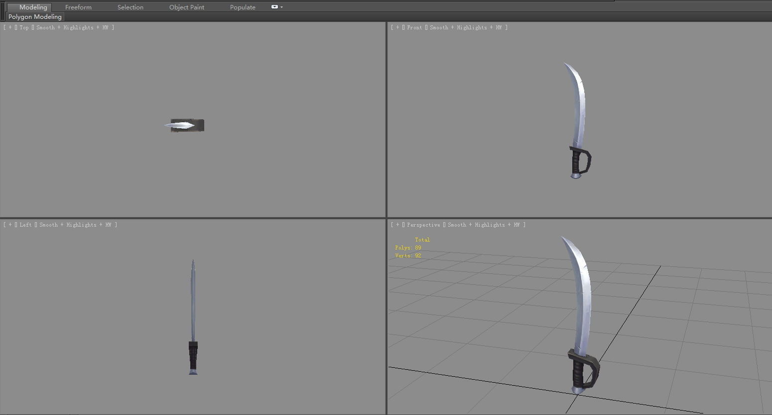 Cartoon Scimitar Low-poly 3D model_3
