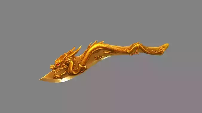 Golden Dragon Dagger - Ancient weapons Low-poly 3D model
