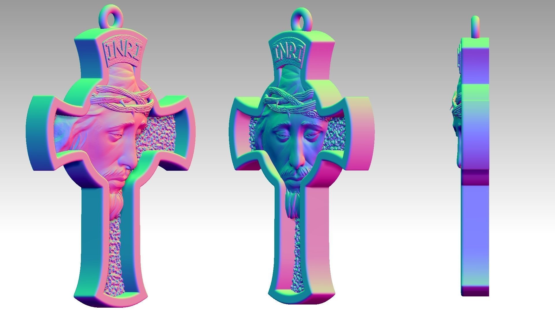 Jesus Cross pendant Reliefs 3D print model_4