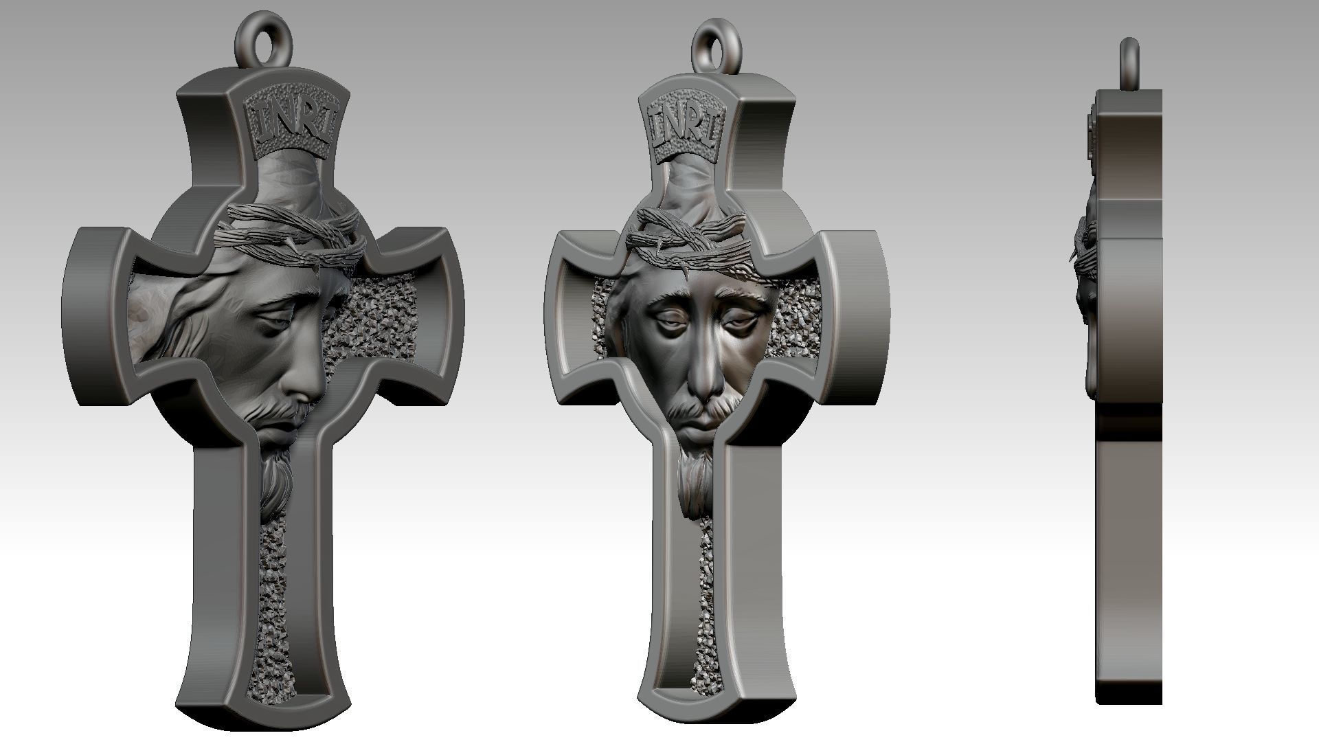 Jesus Cross pendant Reliefs 3D print model_3