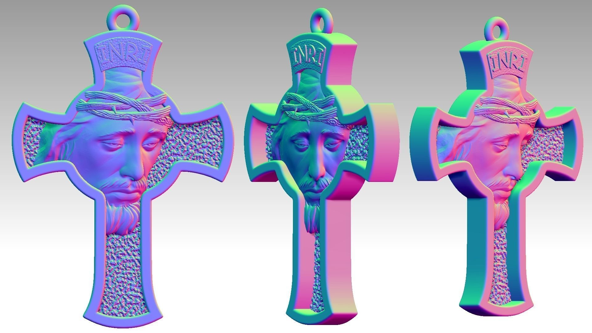 Jesus Cross pendant Reliefs 3D print model_12