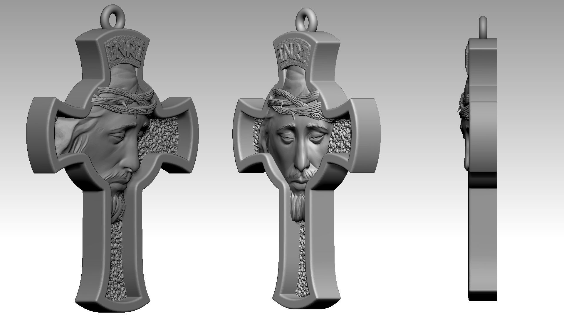 Jesus Cross pendant Reliefs 3D print model_1