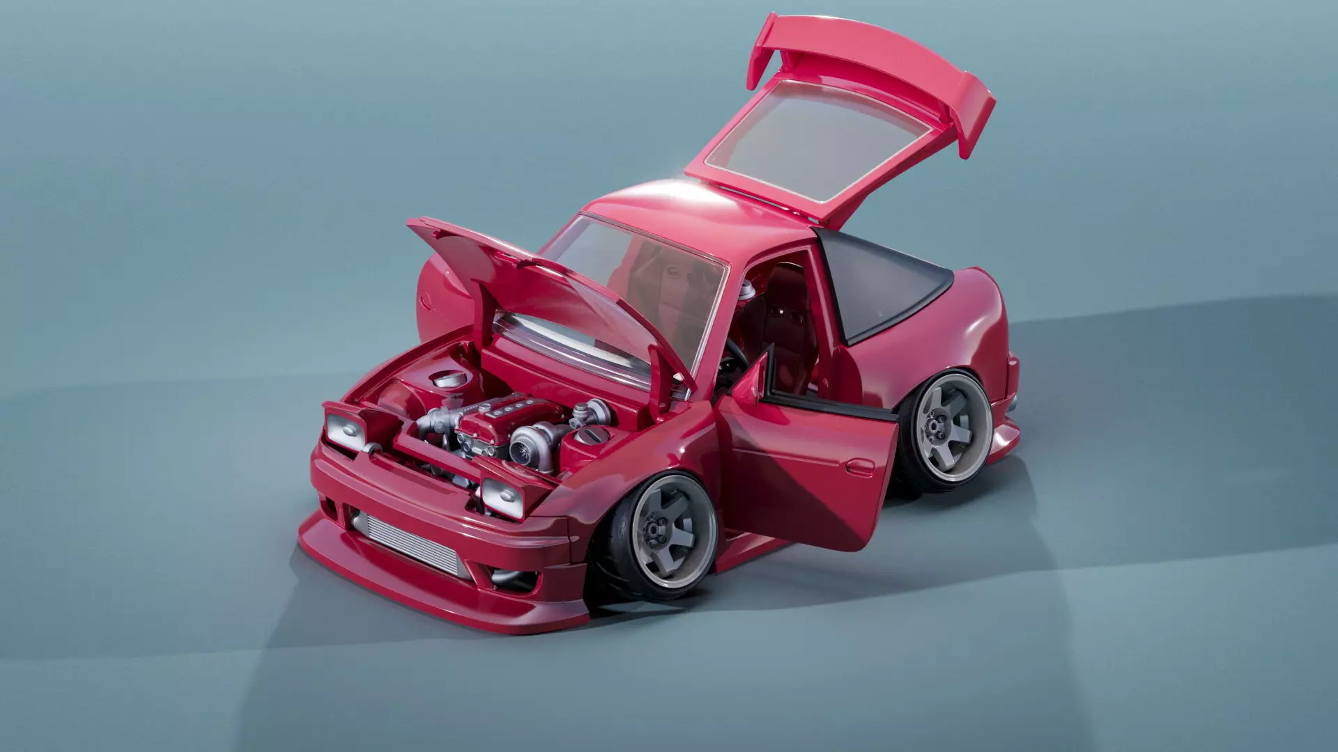 Nissan 200sx s13 tooned car model kit for 3d print 3D print model