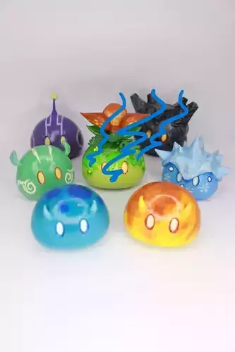 Genshin Slimes bundle 1 electro anemo cryo hydro and pyro slime 3D print model