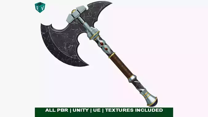 Battle Axe 08 All PBR Unity UE Textures Included Low-poly 3D model