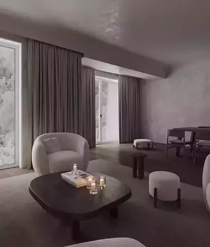 Livingroom Interior design style minimalism 3D model