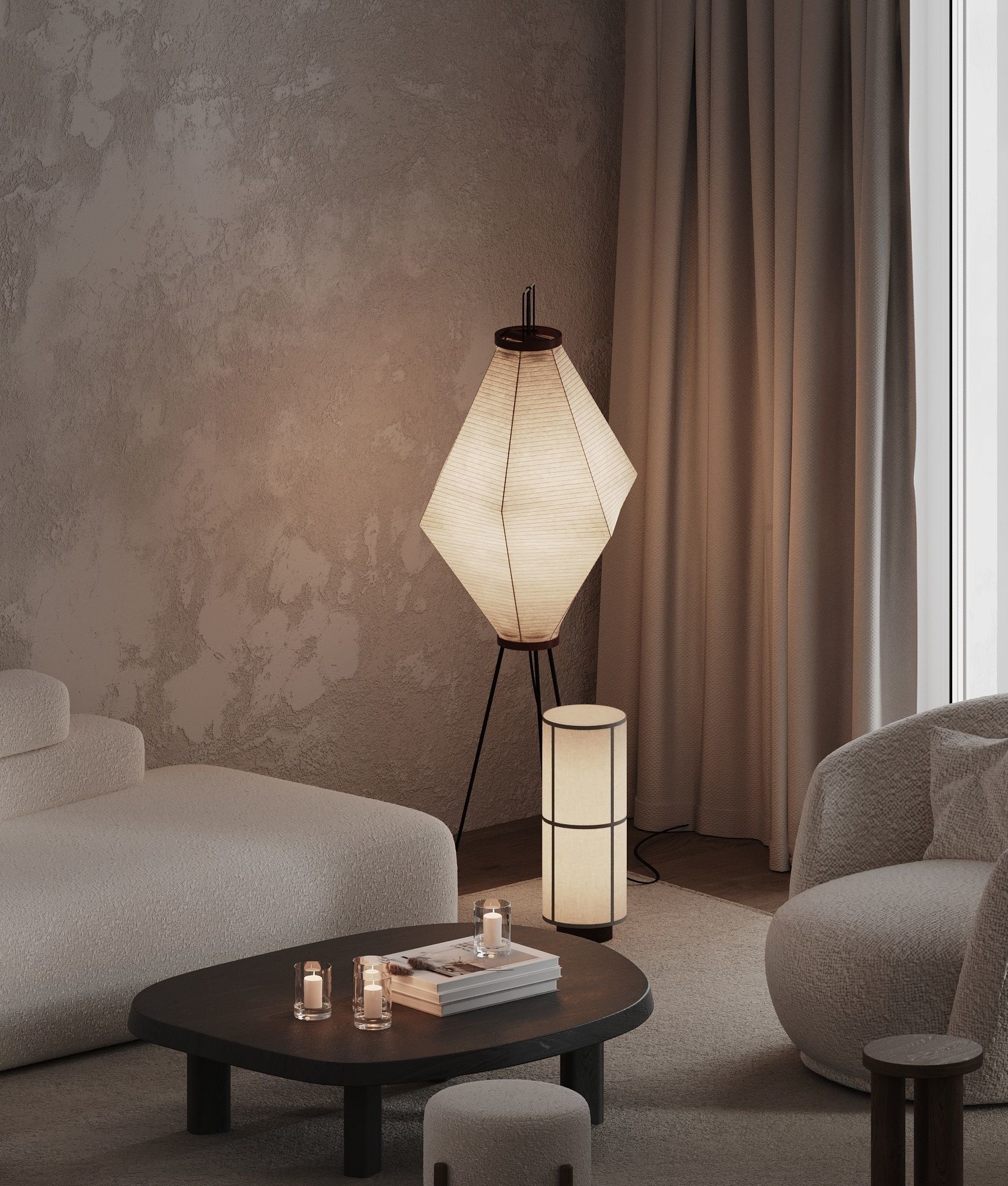 Livingroom Interior design style minimalism 3D model_2