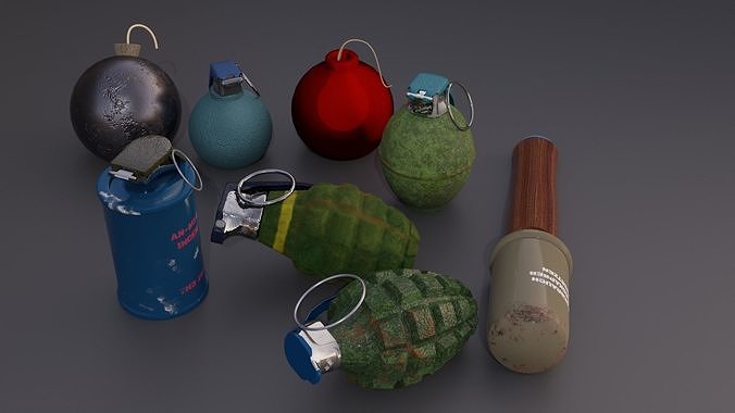 Granades Pack Free low-poly 3D model