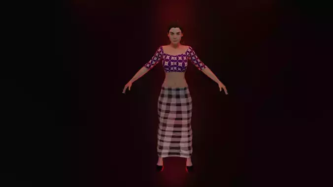 Sri Lankan Awrudu Theme Clothed Female Character 3D model