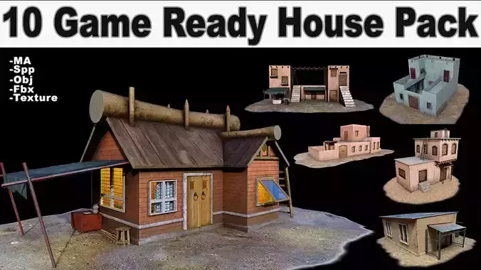 10 Game Ready House Pack Low-poly 3D model