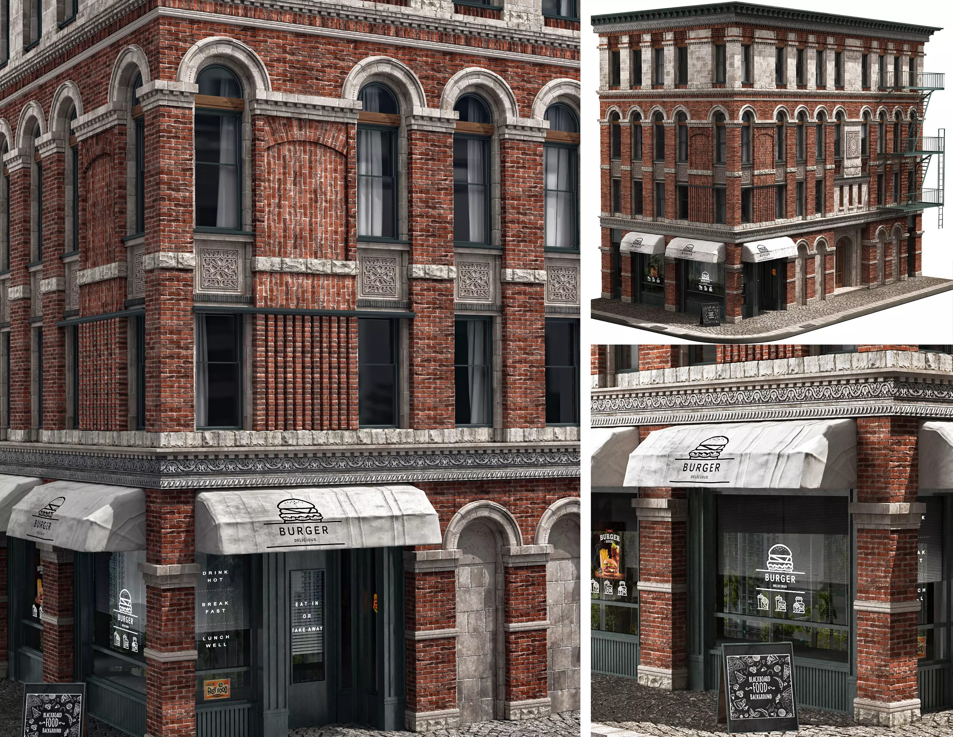 brick building 2 3D model_0