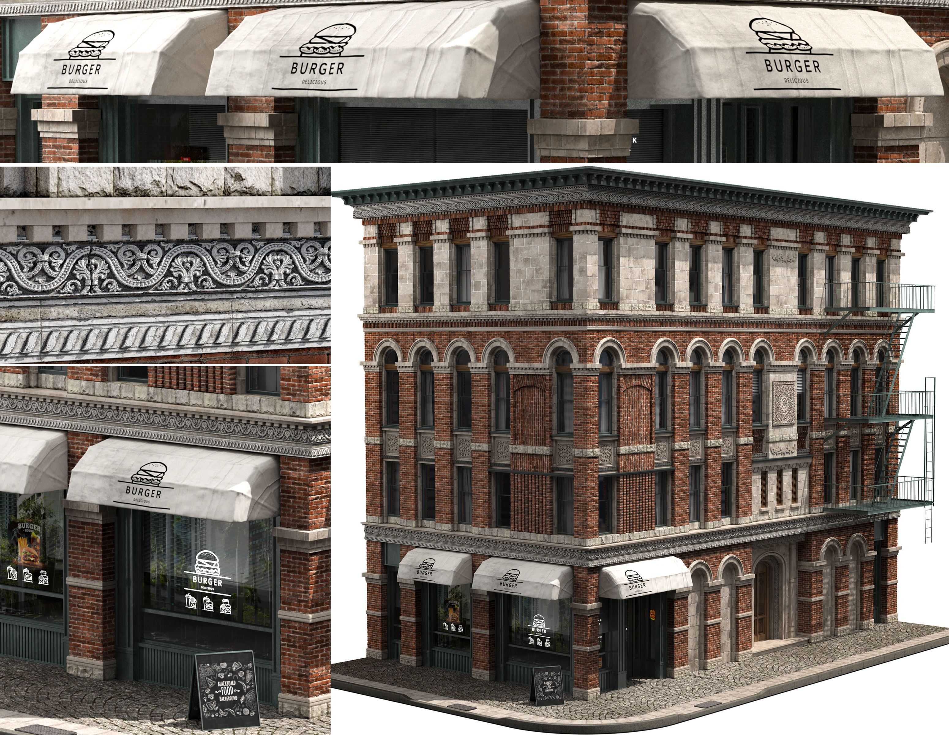 brick building 2 3D model_1