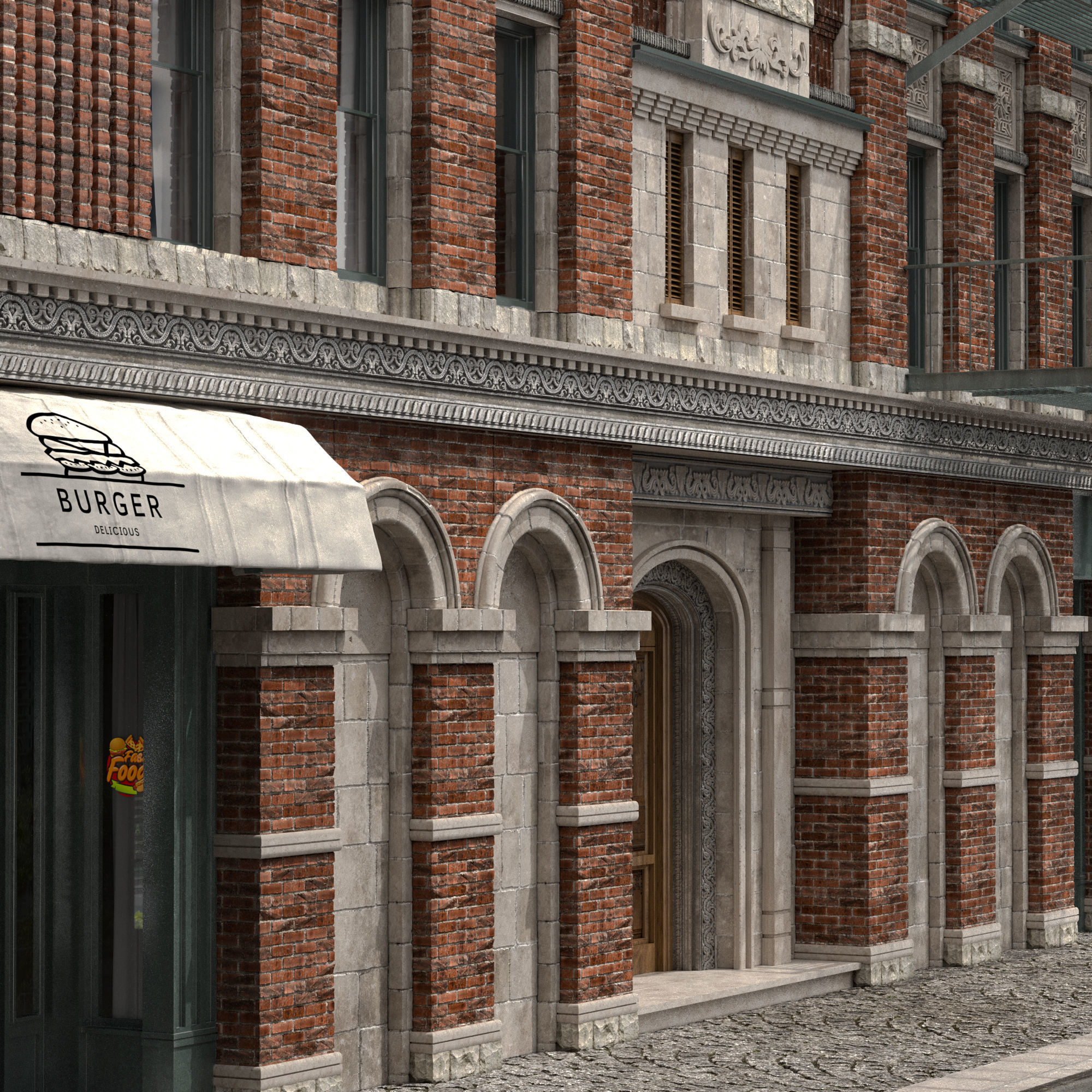 brick building 2 3D model_4