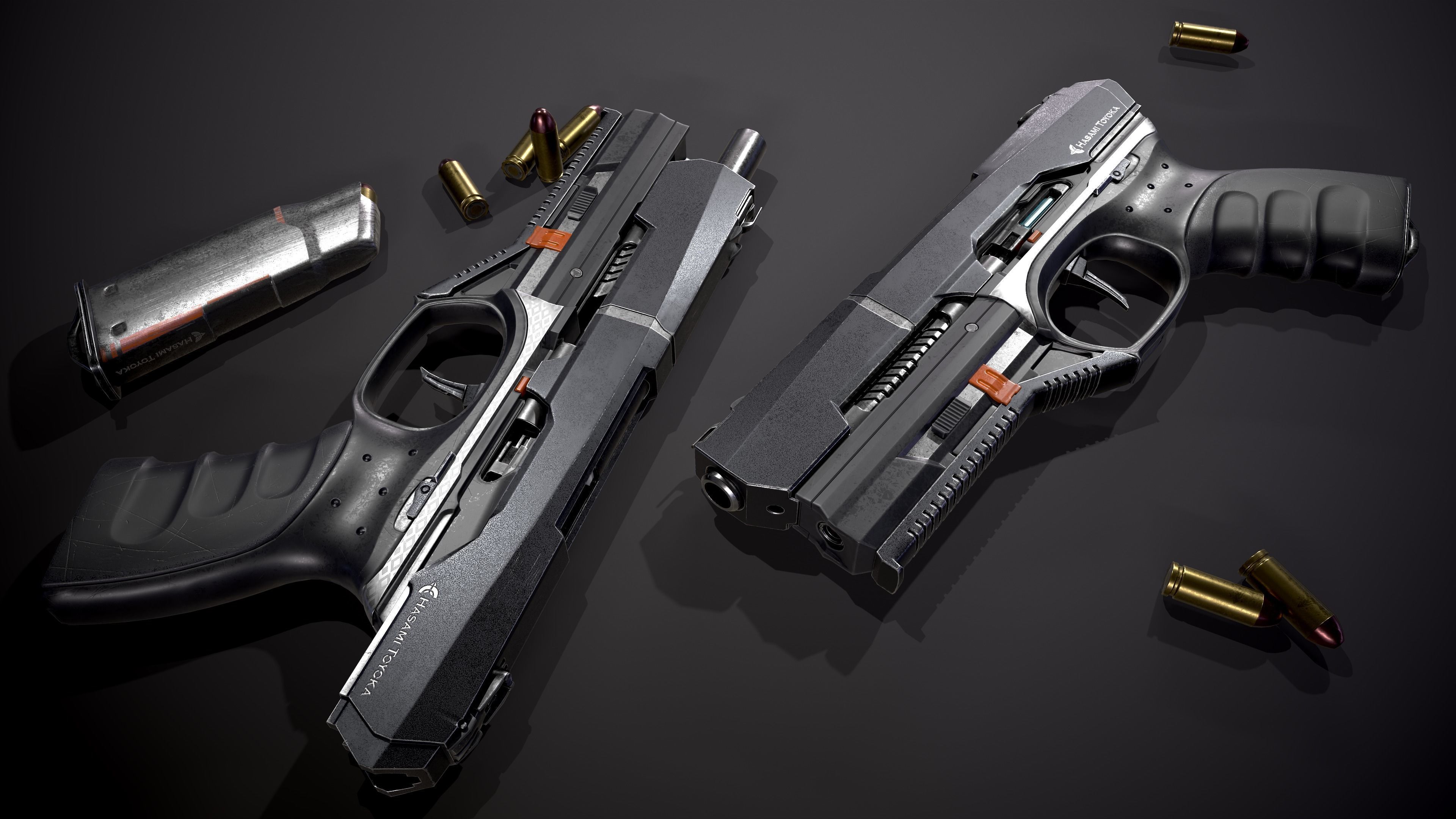 Sci-fi Gun Game Ready 4k Textures Low-poly 3D model_2
