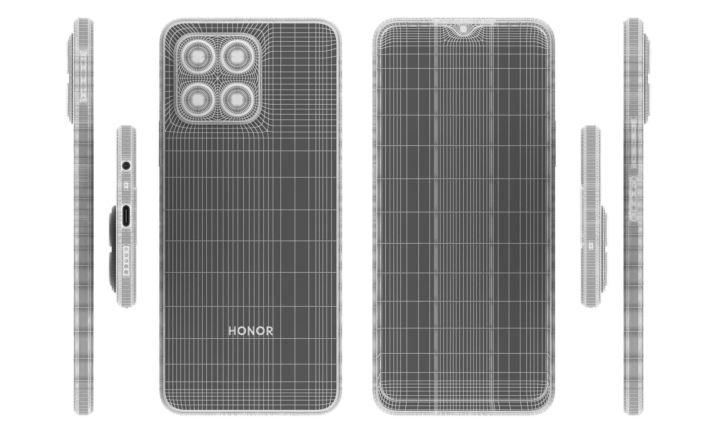 Honor 70 Lite Black Low-poly 3D model_17